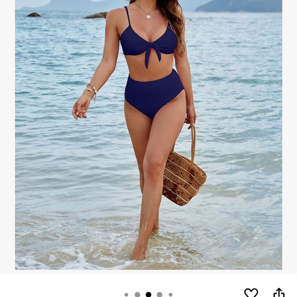 Blooming Jelly‎ Navy Blue Women's High Waisted Bikini Set Size Medium